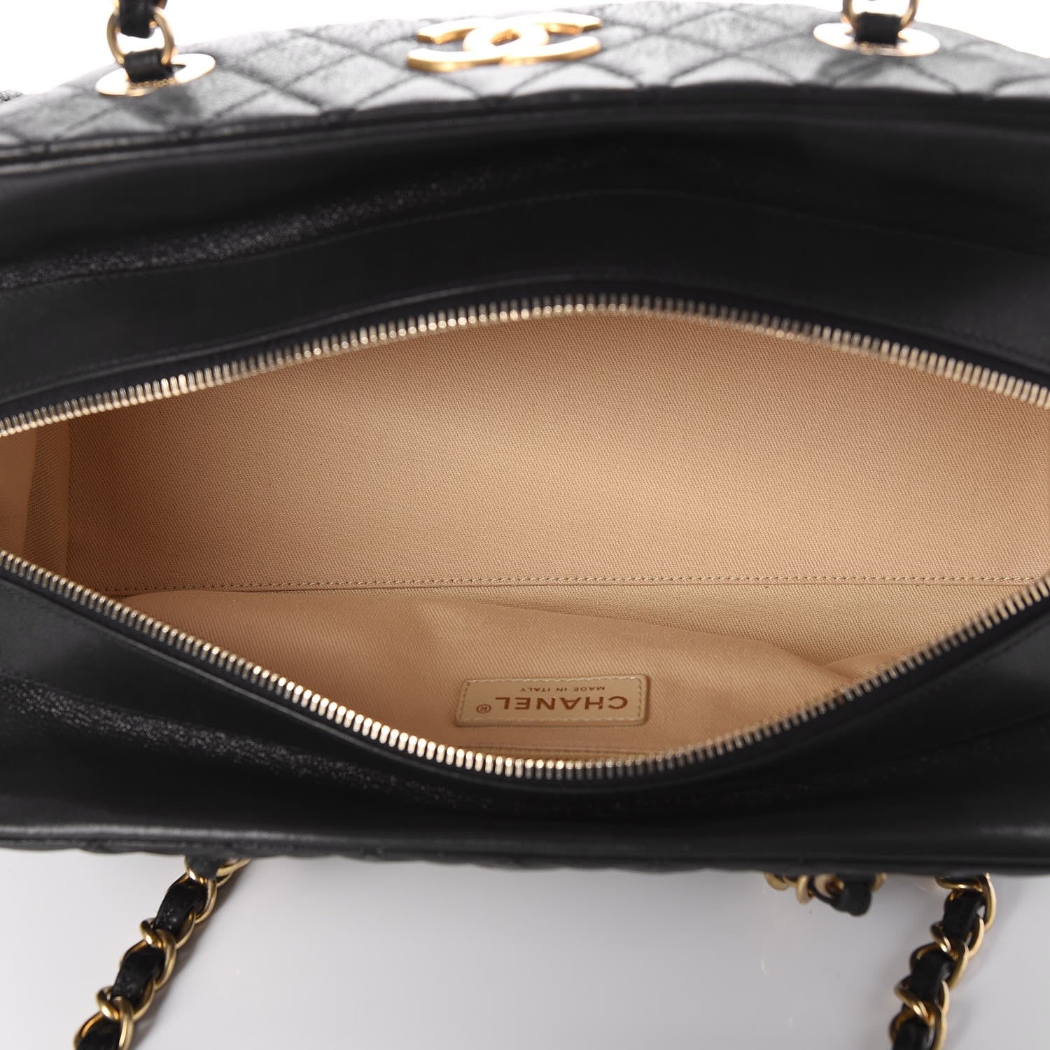 Chanel Iridescent Calfskin Chic Quilt Bowling Bag Black 5 of 7