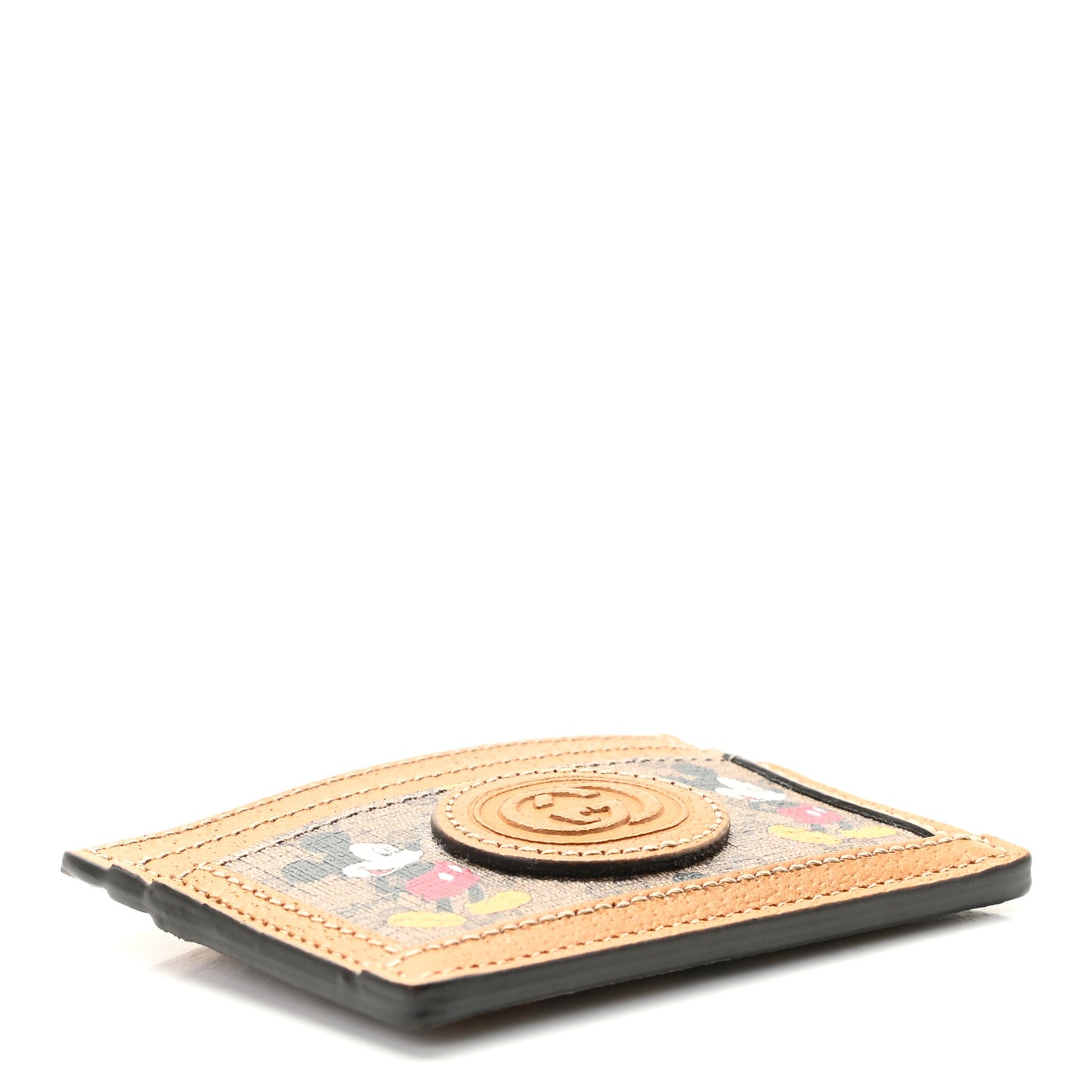 X DISNEY Mini Vintage GG Supreme Monogram Mickey Mouse Card Holder Beige Vintage Sun Oil