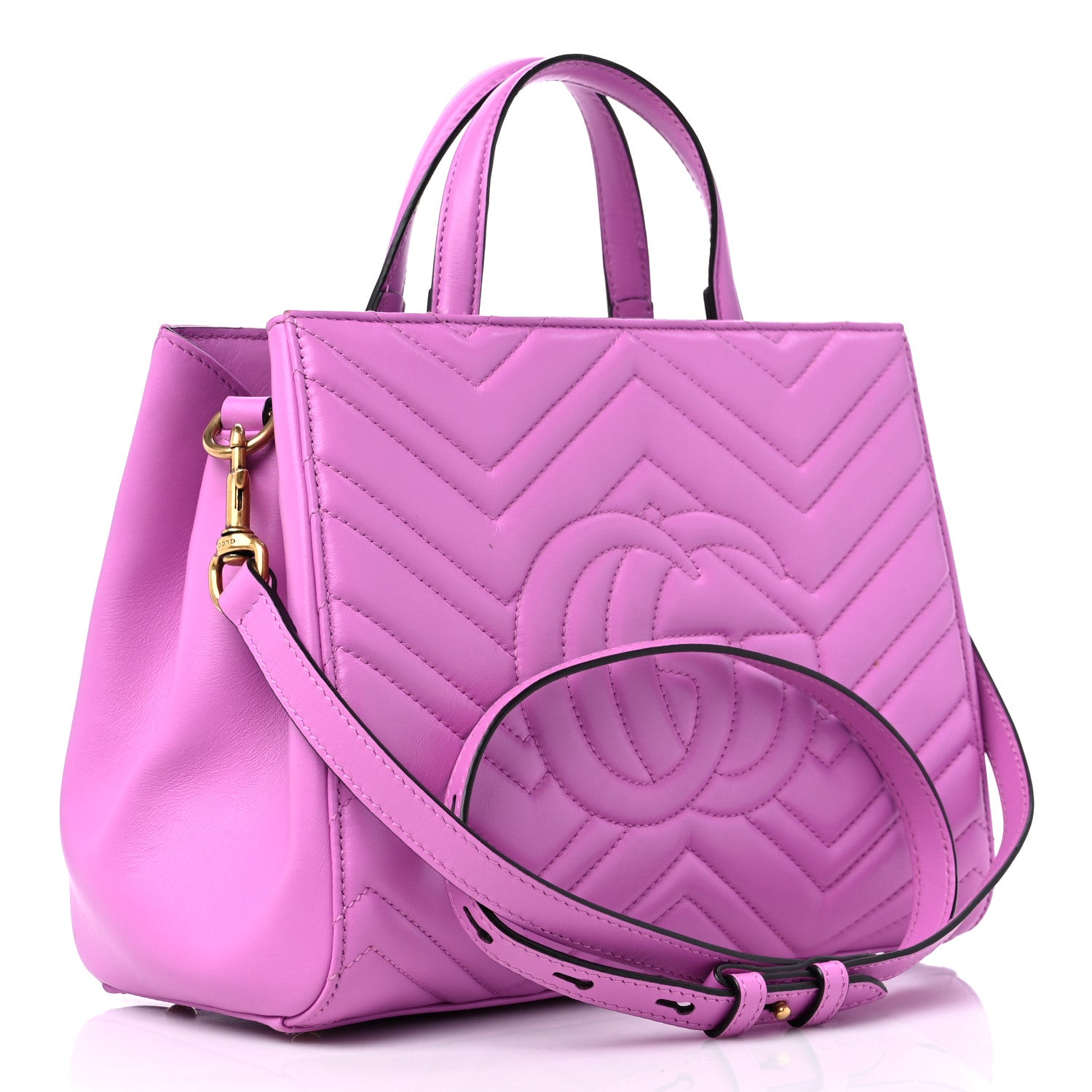 Gucci Calfskin Matelasse Small GG Marmont Tote Candy Mousse 3 of 19