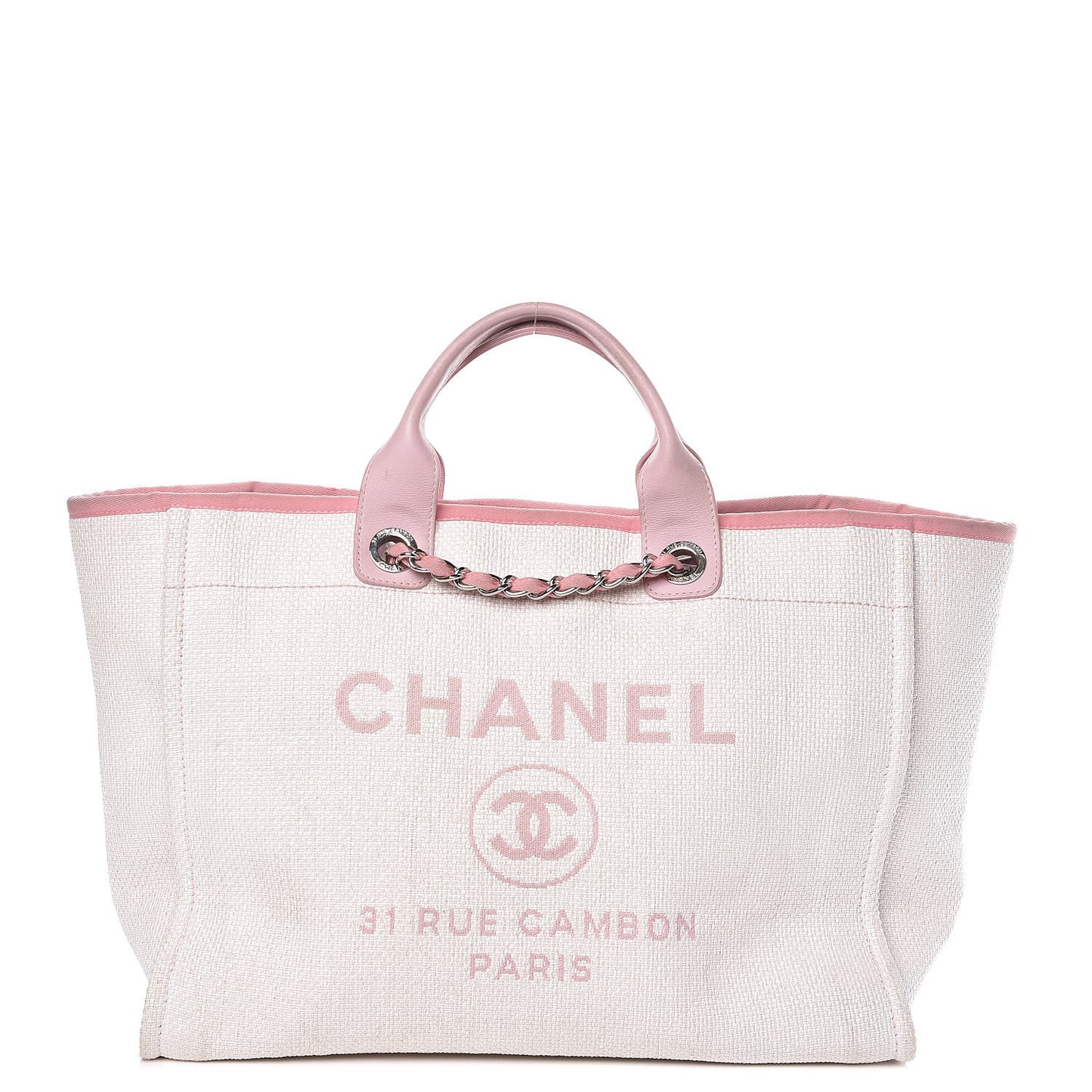 Woven Straw Raffia Large Deauville Tote Pink