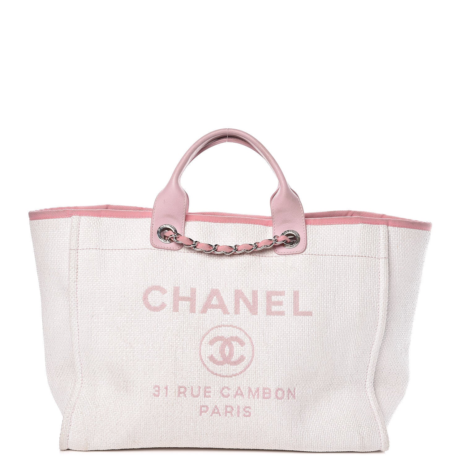 Chanel Woven Straw Raffia Large Deauville Tote Pink 1 of 31