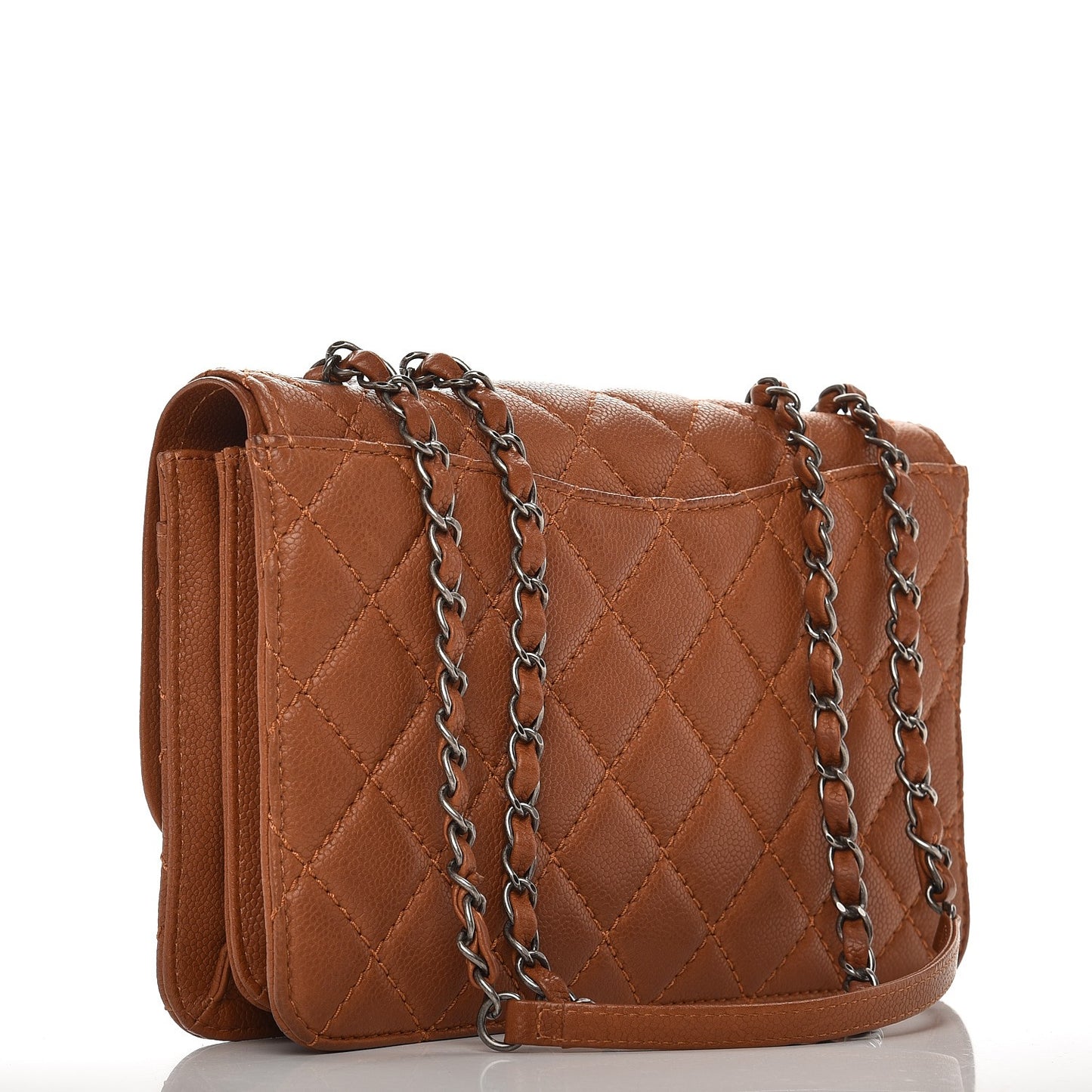 Caviar Quilted Flap With Chain Flap Light Brown