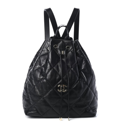 Chanel Lambskin Quilted Drawstring Backpack Black 1 of 4