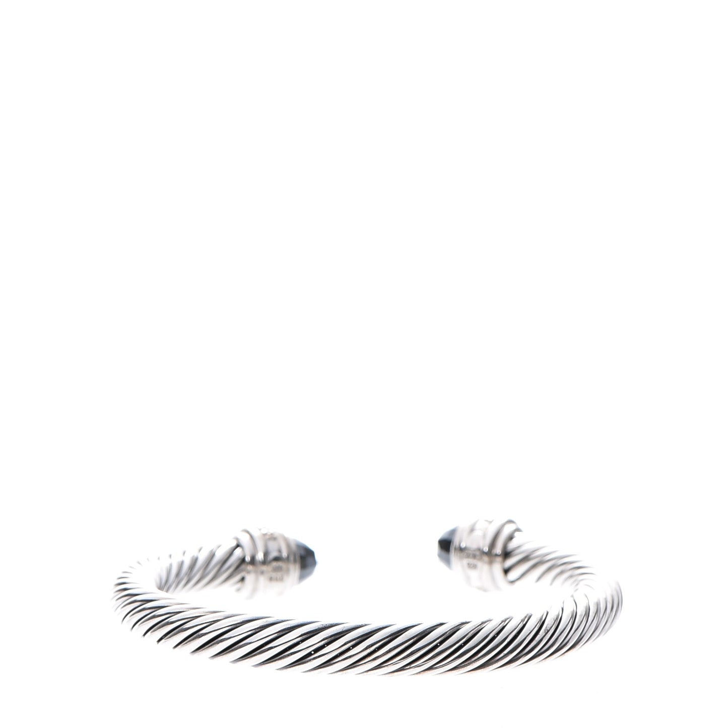 Sterling Silver Diamond Hematite 7mm Cable Classics Bracelet