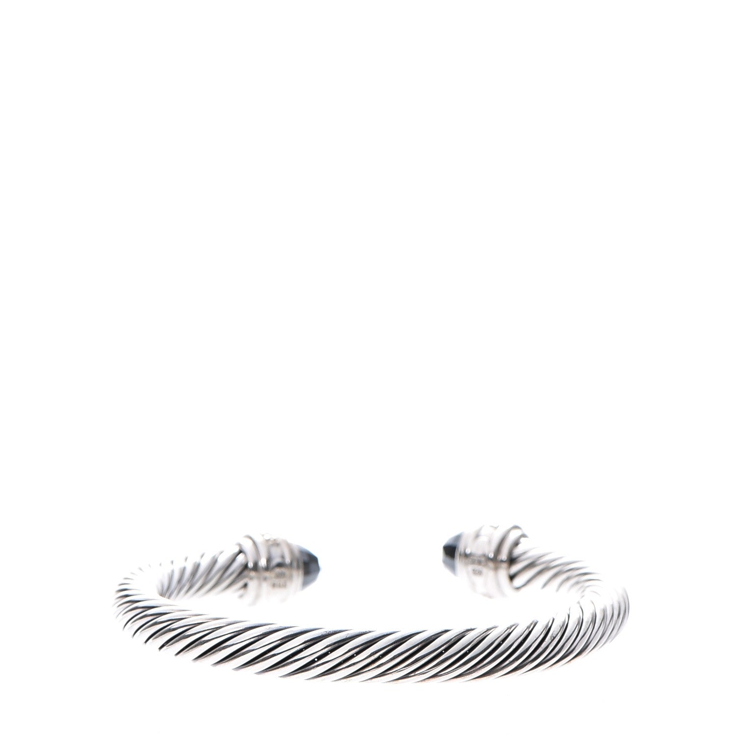 David Yurman Sterling Silver Diamond Hematite 7mm Cable Classics Bracelet 3 of 5