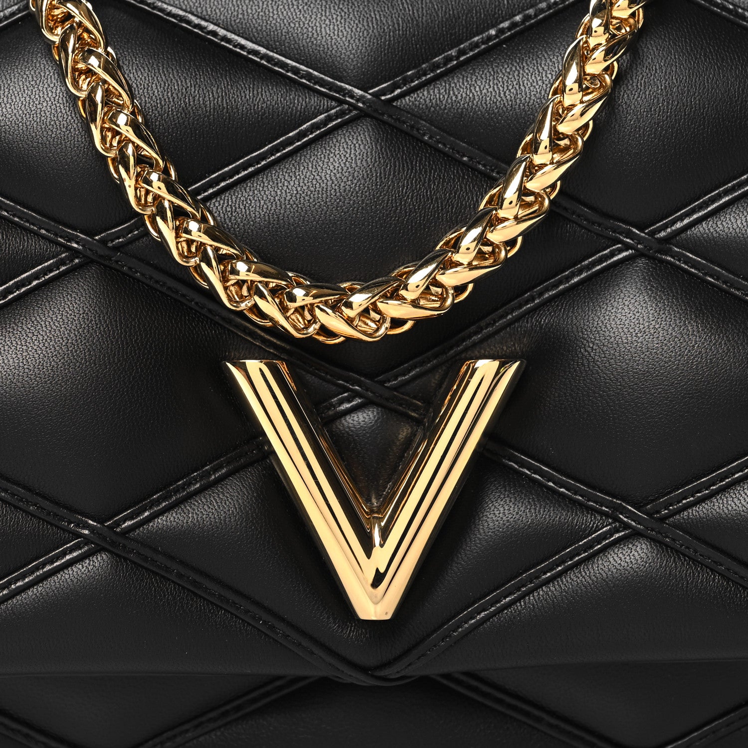 Louis Vuitton Lambskin Malletage Top Handle GO-14 MM Black 7 of 10