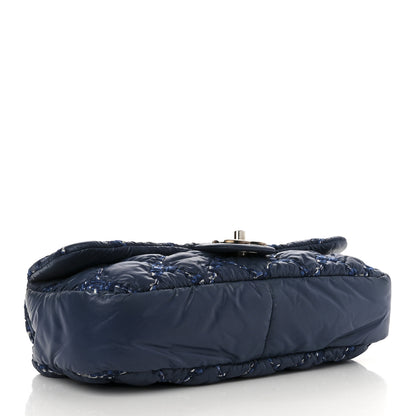 Chanel Nylon Quilted Medium Tweed on Stitch Bubble Flap Blue 4 of 11