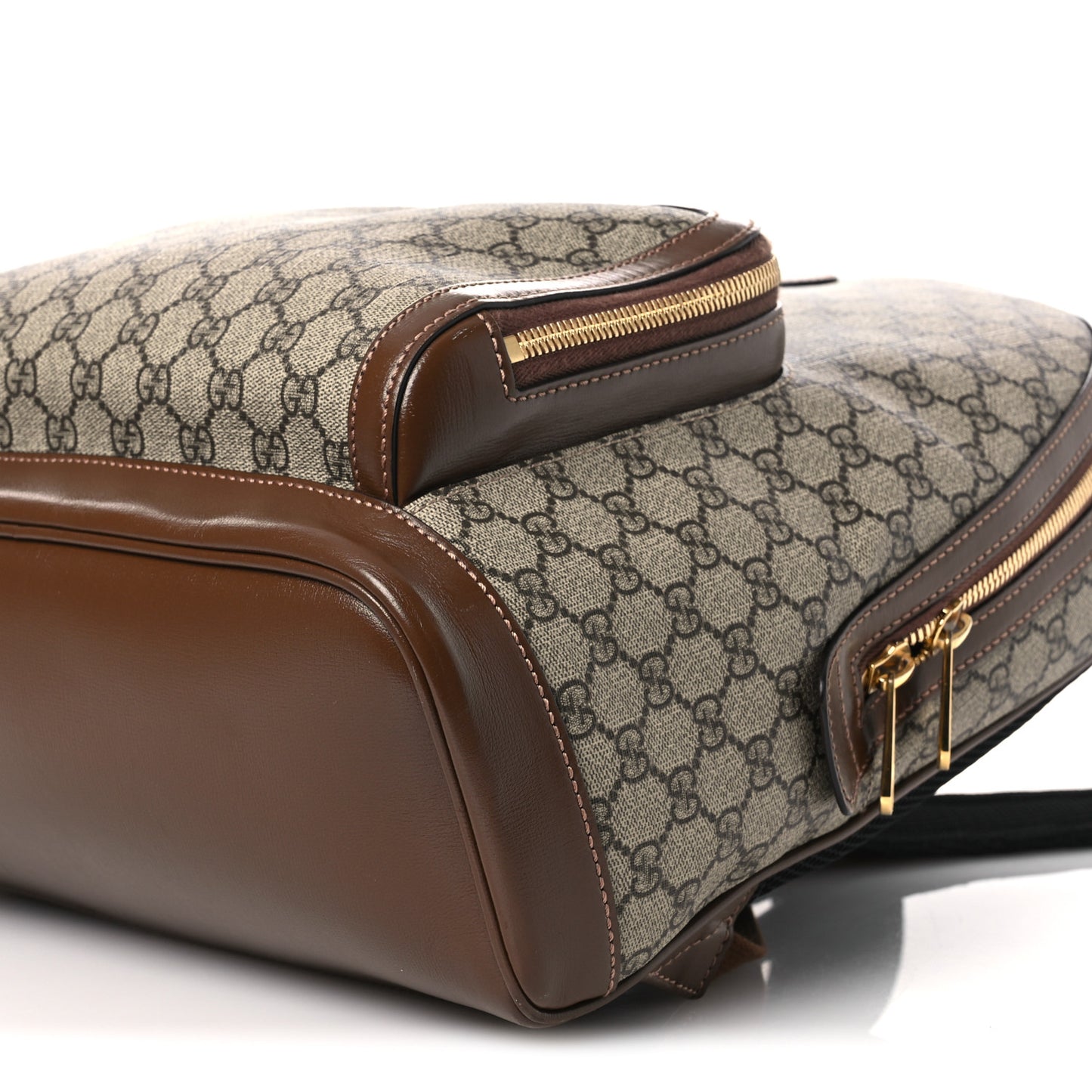 GG Supreme Monogram Textured Calfskin Retro Interlocking G Backpack Brown Beige