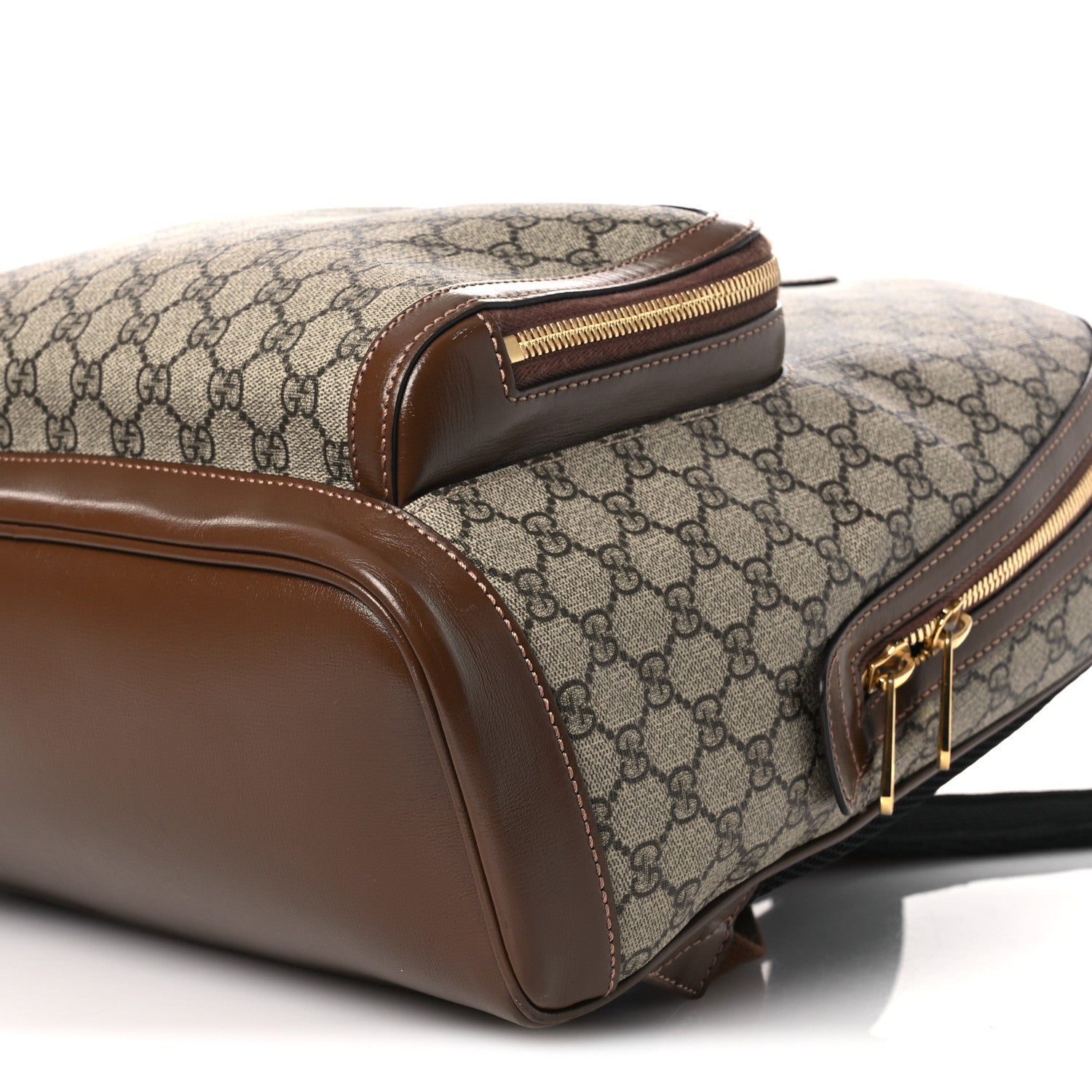 Gucci GG Supreme Monogram Textured Calfskin Retro Interlocking G Backpack Brown Beige 10 of 14