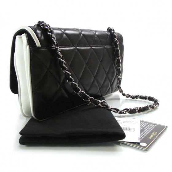 Chanel Lambskin Quilted Flap Black/White 3 of 11