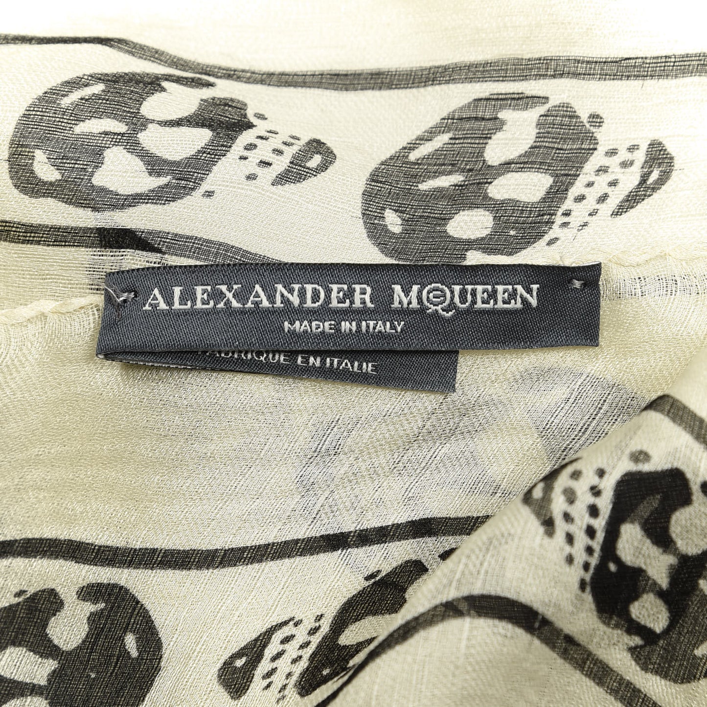 Silk Chiffon Skull Scarf Ivory Black