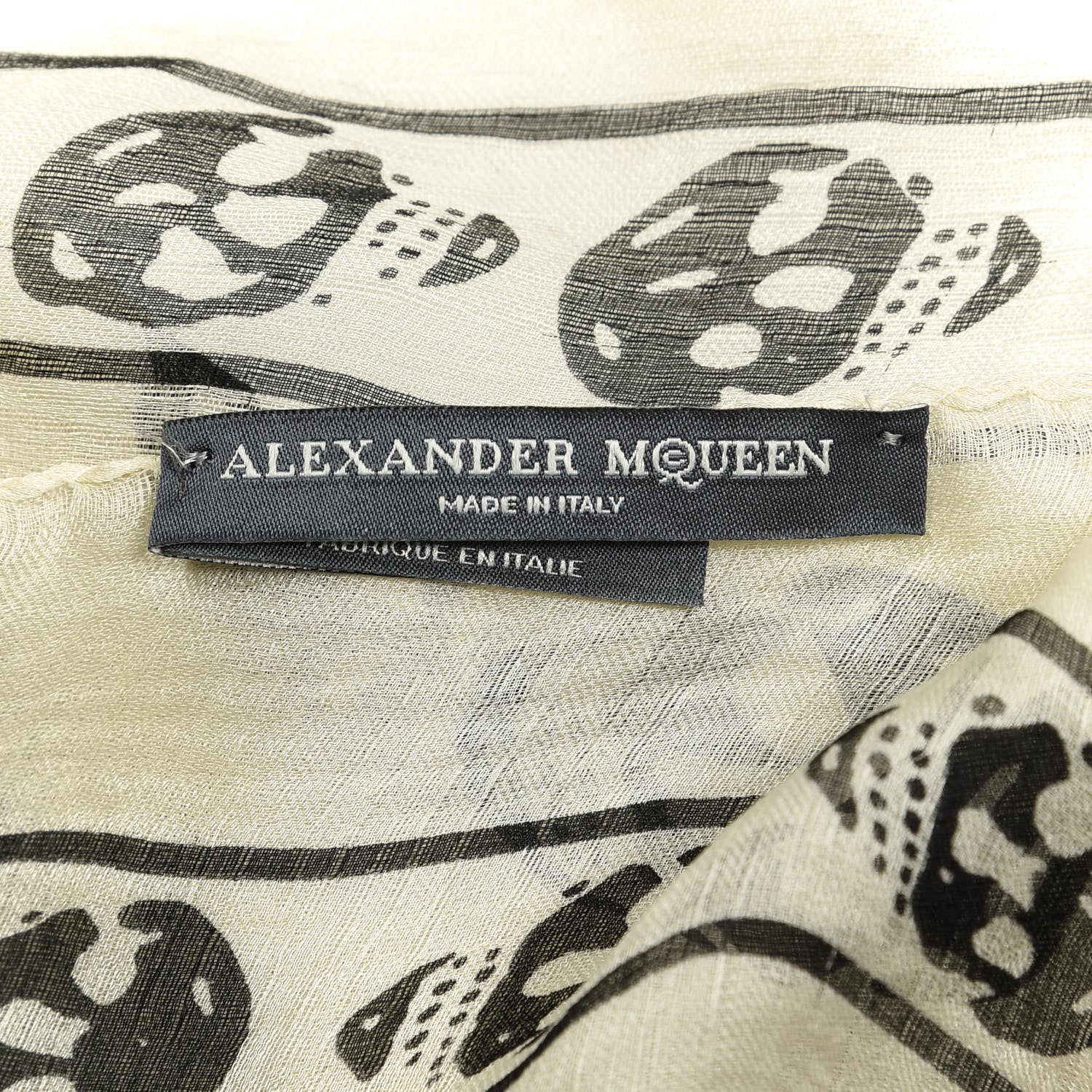 Alexander McQueen Silk Chiffon Skull Scarf Ivory Black 3 of 3