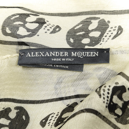 Alexander McQueen Silk Chiffon Skull Scarf Ivory Black 3 of 3