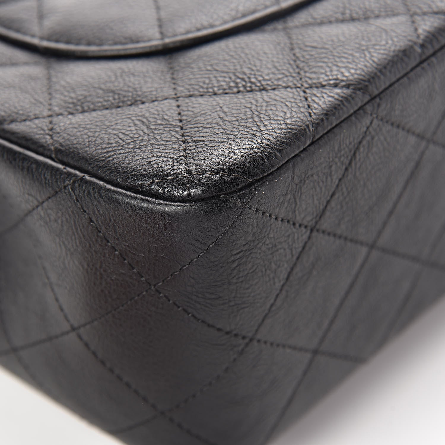 Chanel Crumpled Calfskin Quilted Jumbo Double Flap So Black 14 of 15