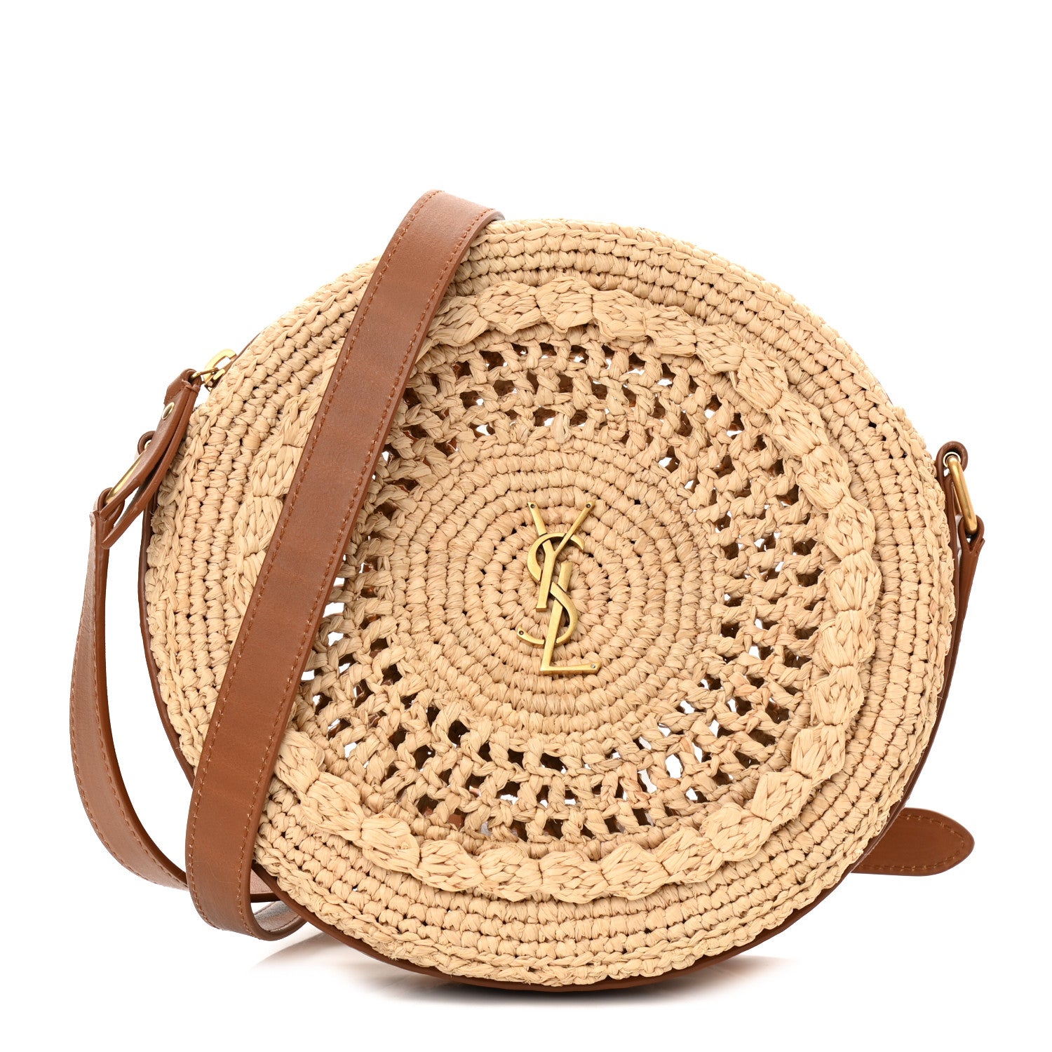 Saint Laurent Raffia Sac Round Naturel 1 of 10