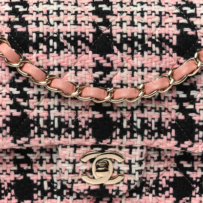 Chanel Tweed Quilted Medium Rectangular Flap Pink Black White 8 of 10