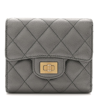 Chanel Metallic Calfskin Quilted Reissue Flap Card Holder Wallet Dark Grey 1 of 8