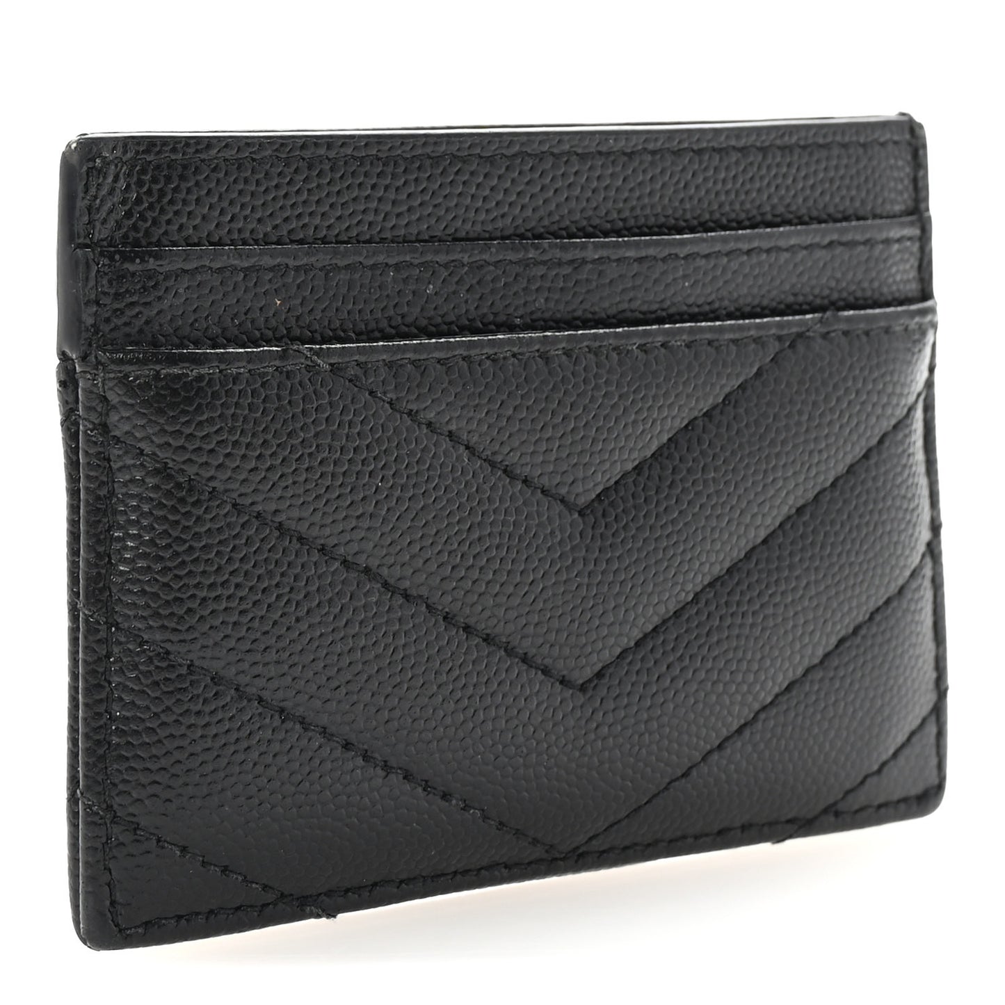 Grain De Poudre Matelasse Chevron Monogram Credit Card Case Black