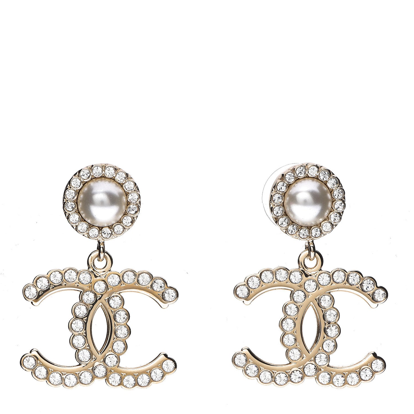 Crystal Pearl Bow-tiful CC Drop Earrings Gold