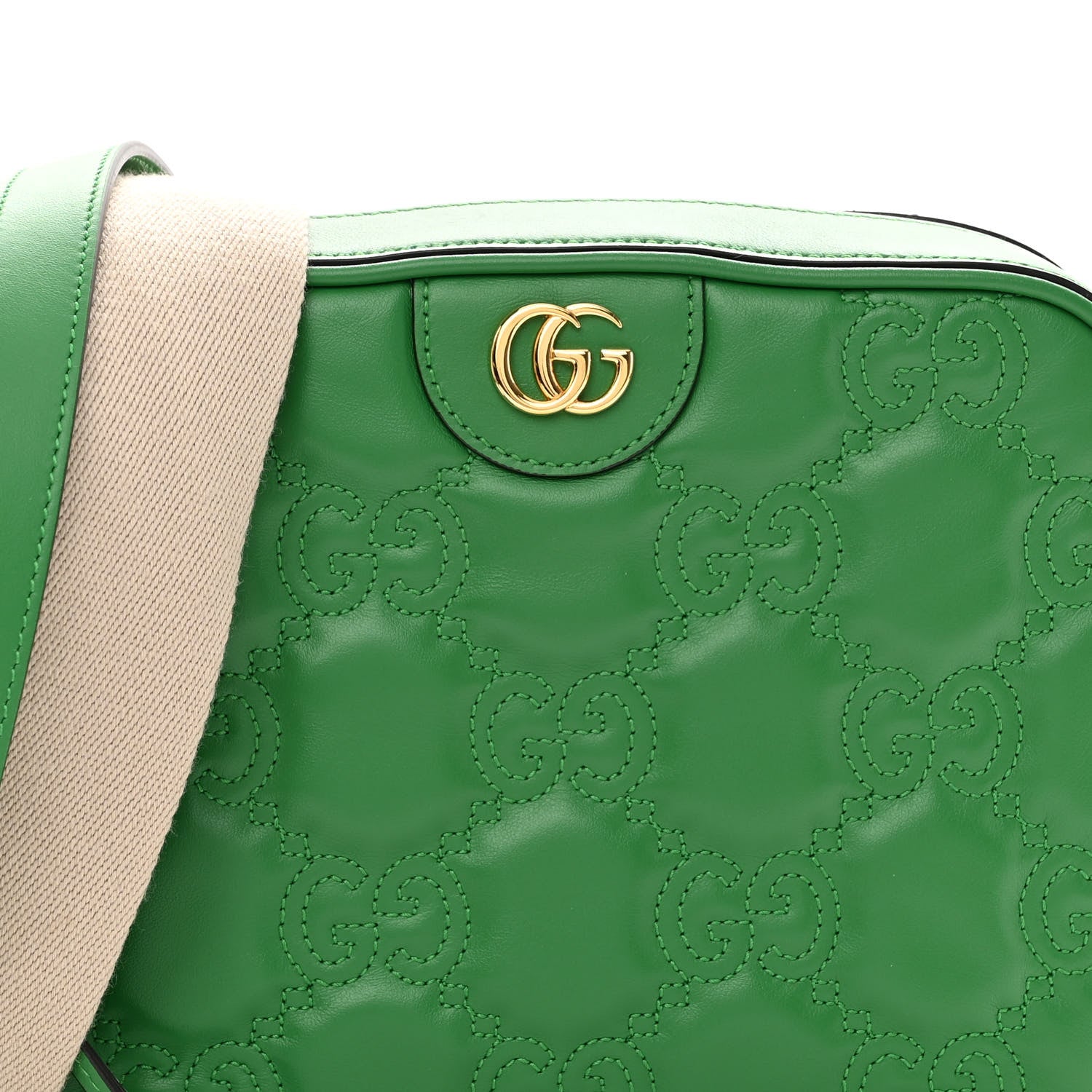 Gucci Calfskin GG Matelasse Shoulder Bag Spring Green Natural 7 of 12
