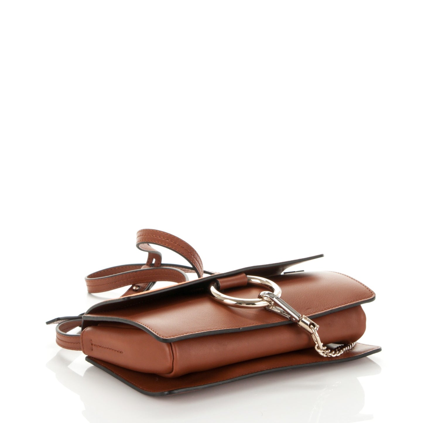 Suede Calfskin Small Faye Shoulder Bag Tobacco