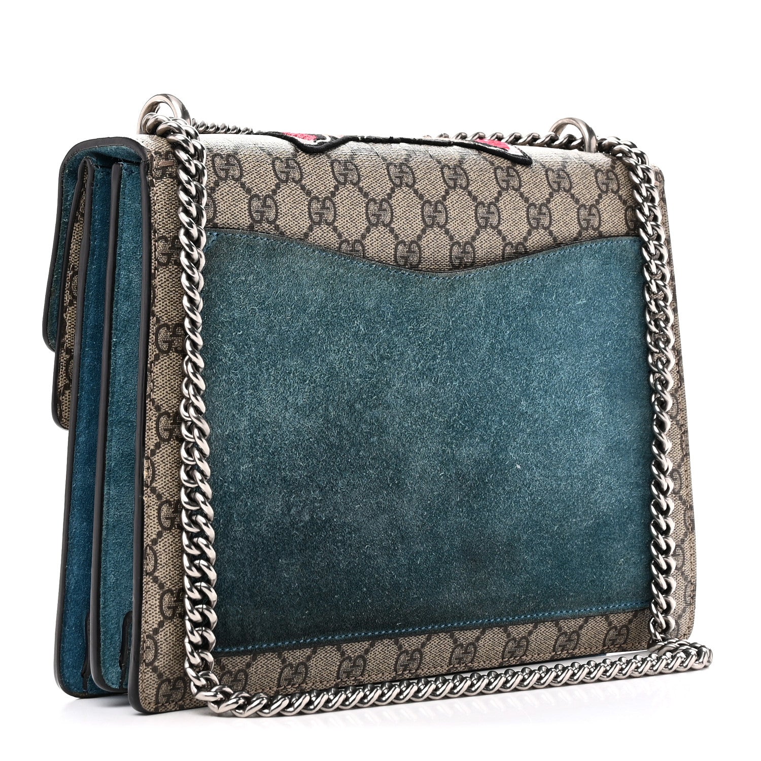 Gucci GG Supreme Monogram Angry Cat Embroidered Medium Dionysus Shoulder Bag Beige Ultramarine 3 of 10