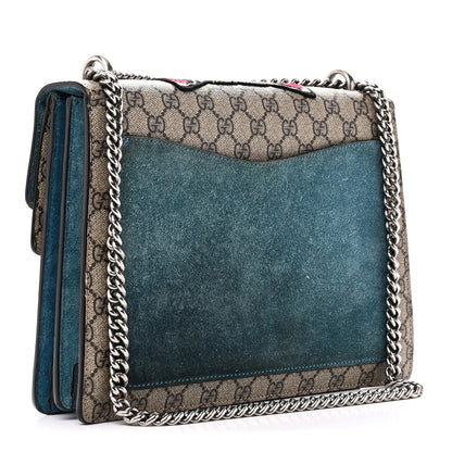 Gucci GG Supreme Monogram Angry Cat Embroidered Medium Dionysus Shoulder Bag Beige Ultramarine 3 of 10