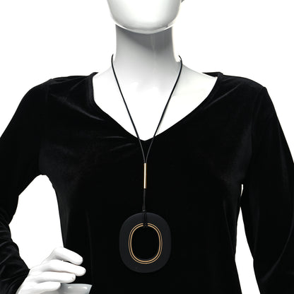 Hermes Kara Precieux Large Pendant Necklace Black 2 of 4