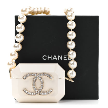 Chanel Resin Crystal Pearl Airpod Pro Case Necklace Gold White Pearly Black 7 of 7