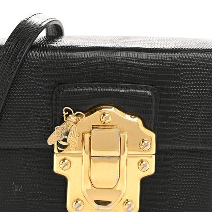 Dolce & Gabbana Calfskin Iguana Embossed Mini Lucia Satchel Black 7 of 13