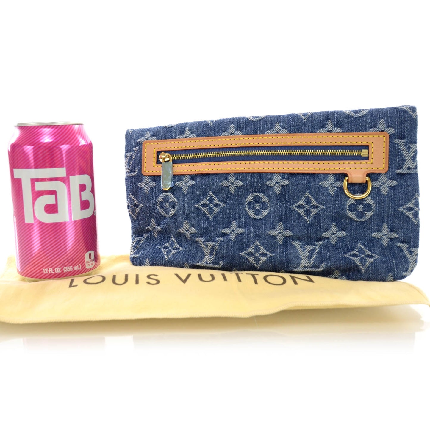Monogram Denim Pochette Plat Clutch Blue