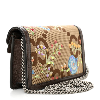 Gucci Monogram Jumbo GG Textured Dollar Calfskin Embroidered Super Mini Dionysus Shoulder Bag Camel Ebony New Acero Multicolor 3 of 14