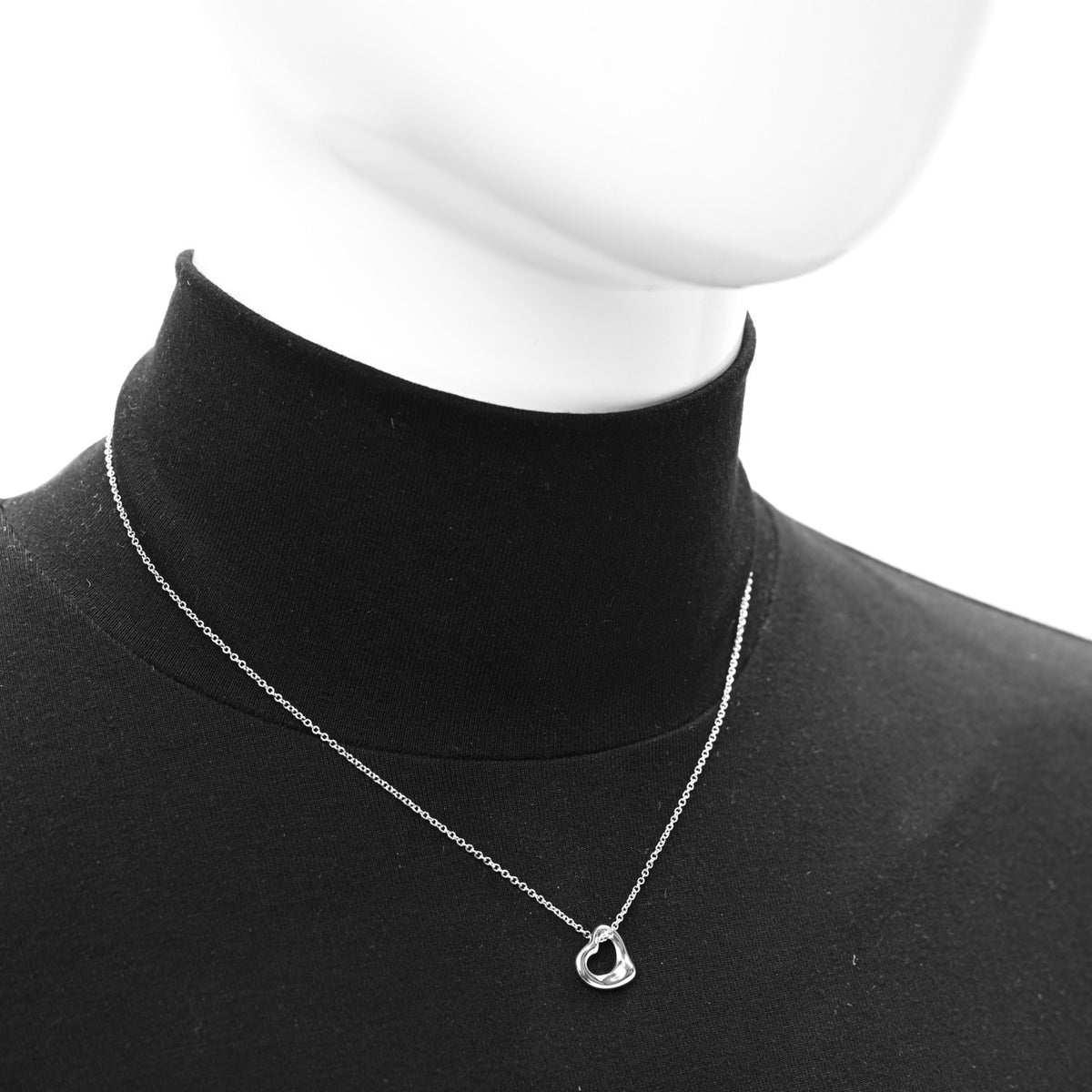 Tiffany Sterling Silver 11mm Elsa Peretti Open Heart Pendant Necklace 2 of 4