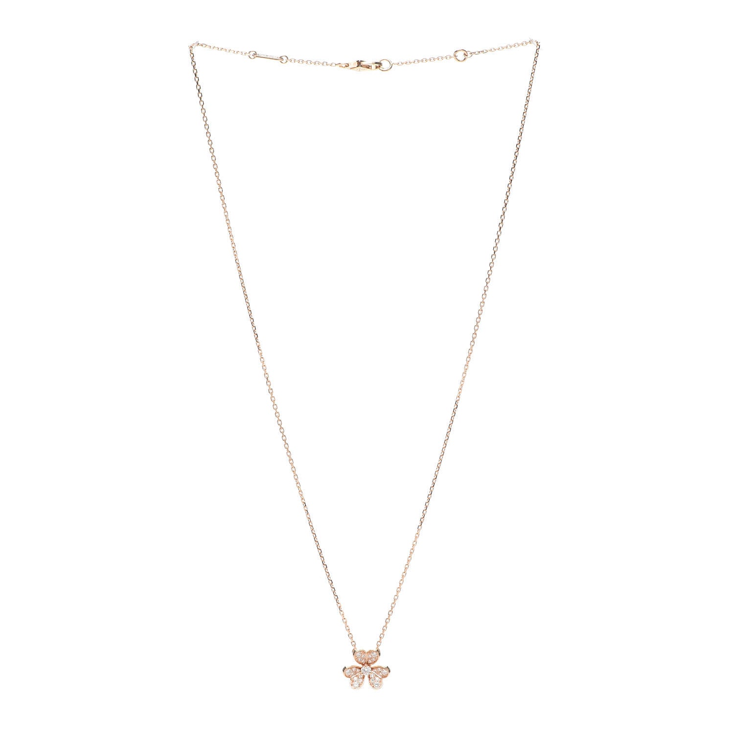 Van Cleef & Arpels 18K Rose Gold Diamond Mini Frivole Pendant Necklace 3 of 6