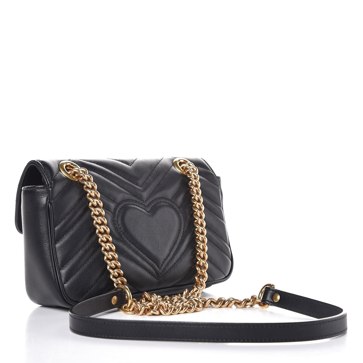 Calfskin Matelasse Mini GG Marmont Shoulder Bag Black