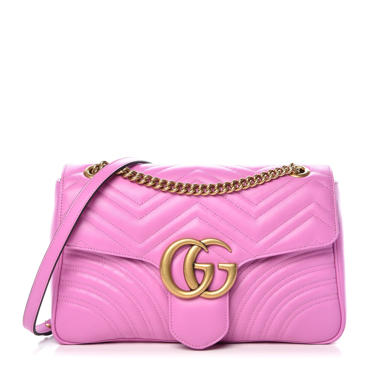 Calfskin Matelasse Medium GG Marmont Shoulder Bag Candy Mousse