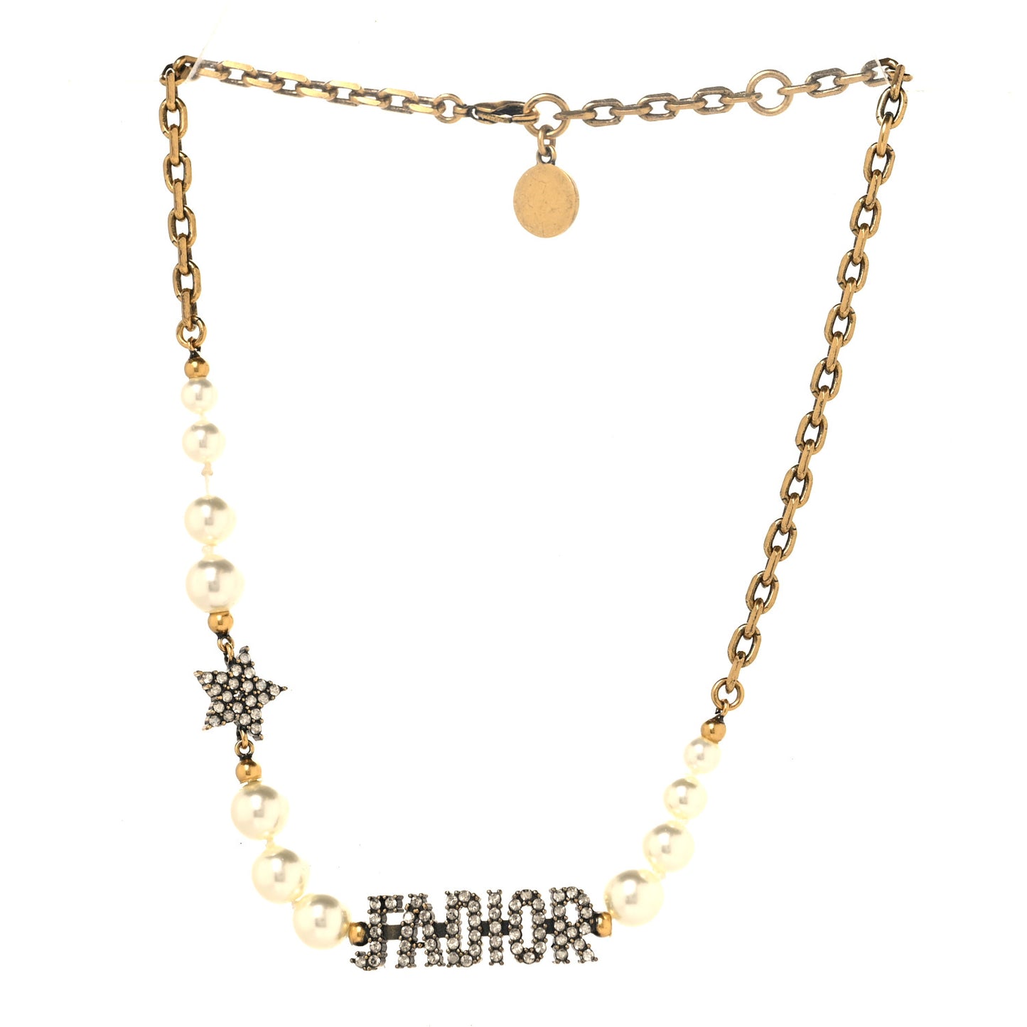 Metal Pearl Crystal J'Adior Choker Necklace Antique Gold