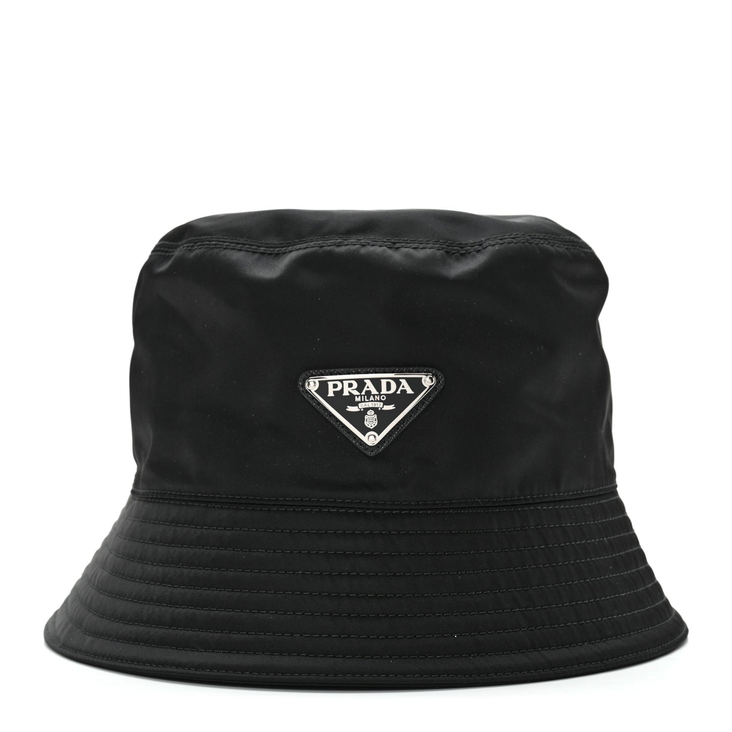 Re-Nylon Metal Triangle Logo Womens Bucket Hat M Black
