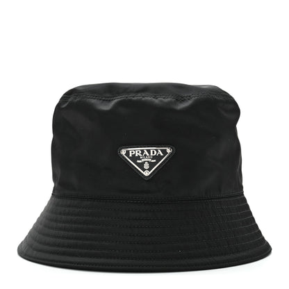 Prada Re-Nylon Metal Triangle Logo Womens Bucket Hat M Black 3 of 8