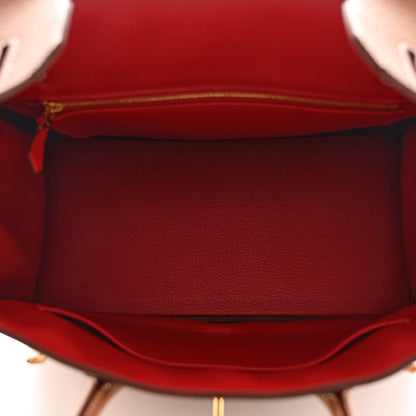 Hermes Togo Horseshoe Birkin 30 Gold Vermillion 5 of 11