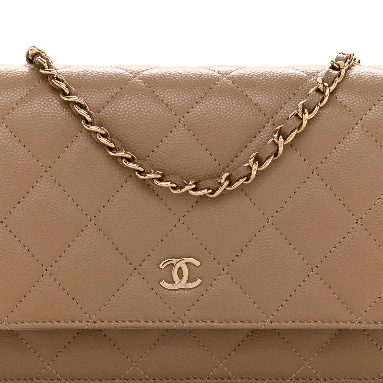 Chanel Caviar Quilted Wallet on Chain WOC Dark Beige 9 of 12