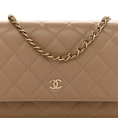 Chanel Caviar Quilted Wallet on Chain WOC Dark Beige 9 of 12