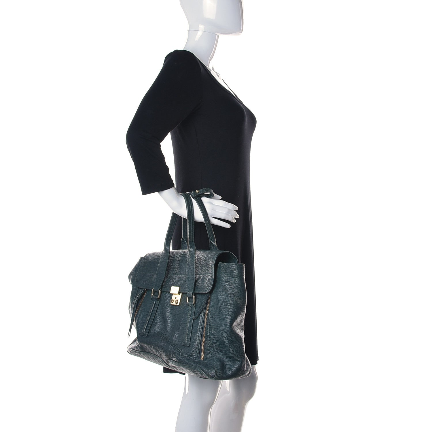 3.1 Phillip Lim Textured Calfskin Large Pashli Satchel Jade 2 of 13