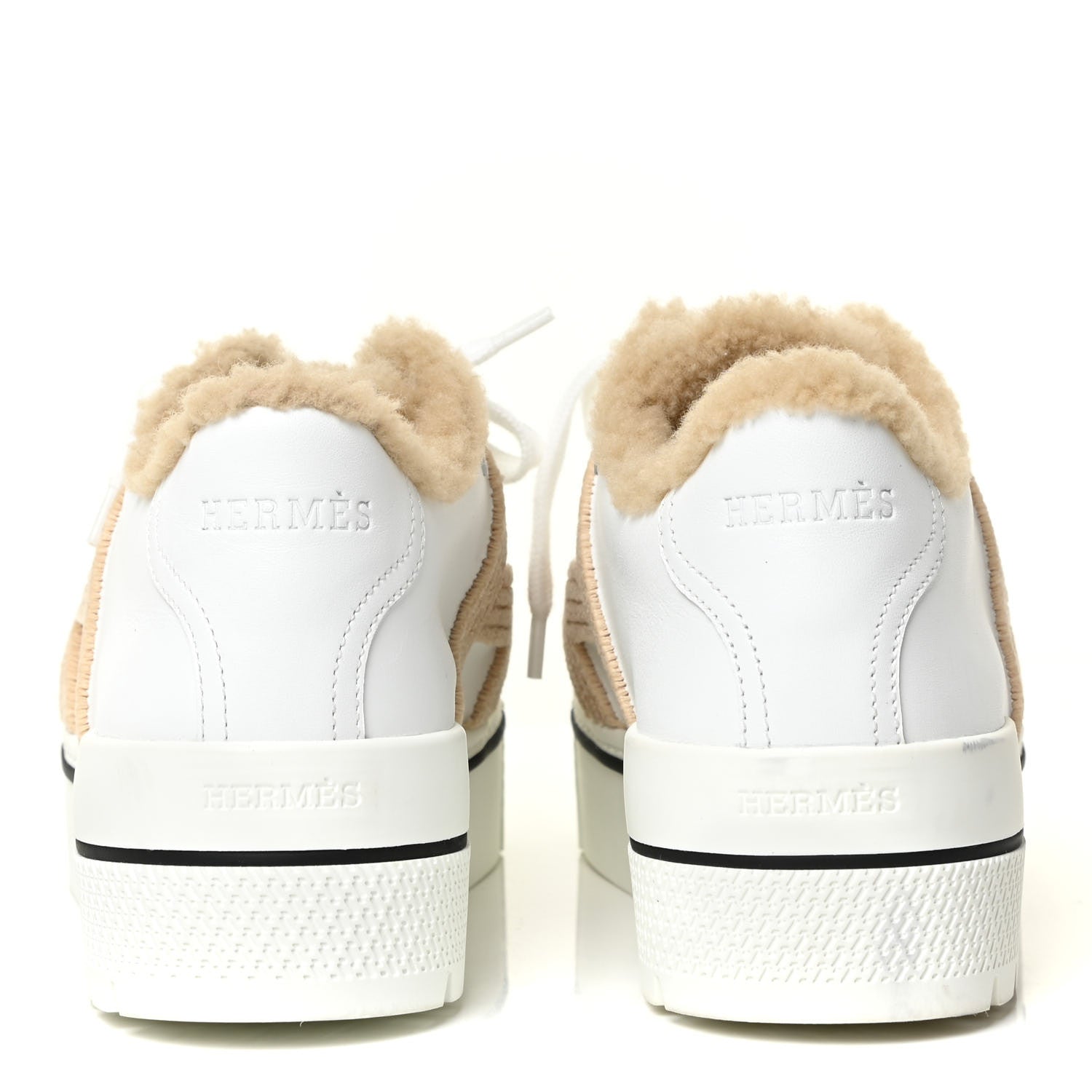 Hermes Calfskin Woolskin Dare Sneakers 37 White Ecru 4 of 14