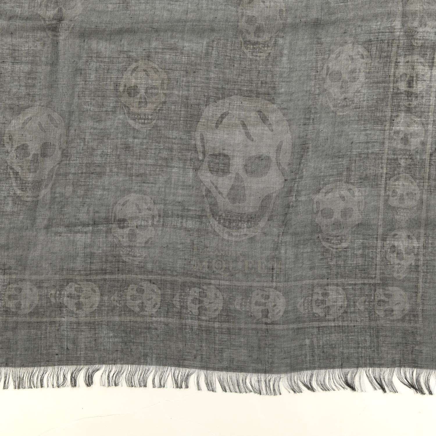 Alexander McQueen Modal Silk Skull Scarf Black Grey 2 of 3