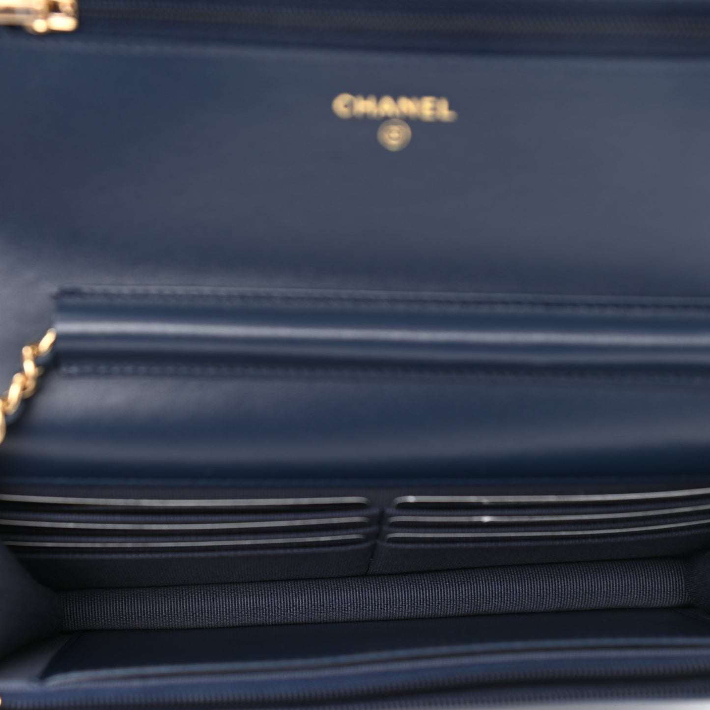 Denim Printed Wallet On Chain WOC Dark Blue