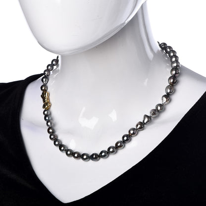 Mikimoto 18K Yellow Gold Gray South Sea Baroque Pearl 7-10mm Graduated Strand Necklace 18.5" 2 of 7