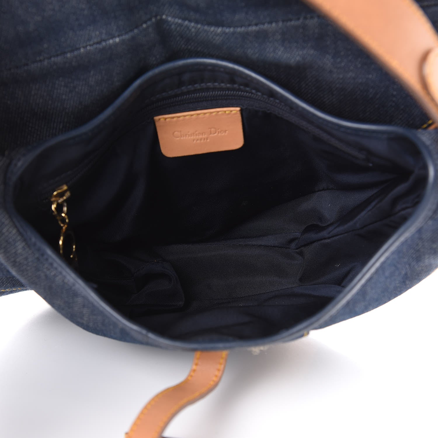 Christian Dior Denim Calfskin Saddle Bag Blue 5 of 14