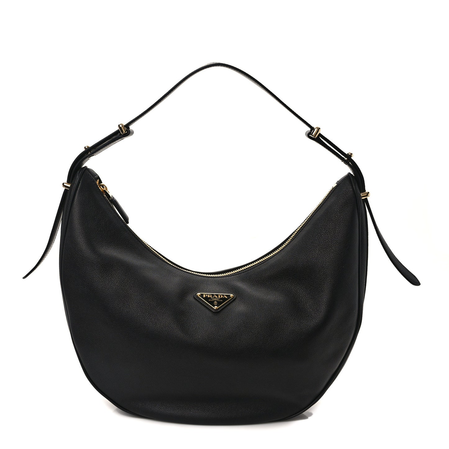 Soft Calfskin Arque Shoulder Bag Black