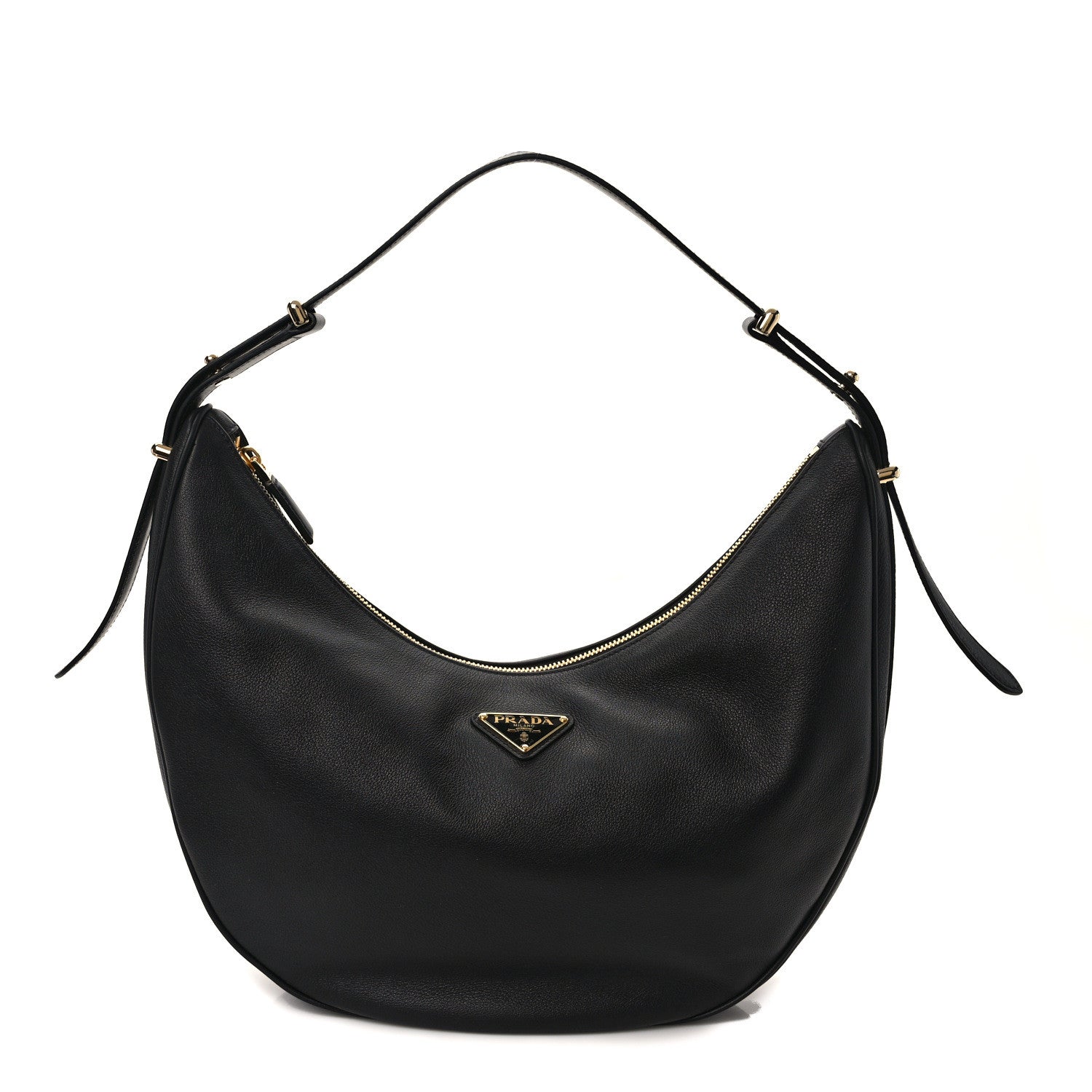 Prada Soft Calfskin Arque Shoulder Bag Black 1 of 11